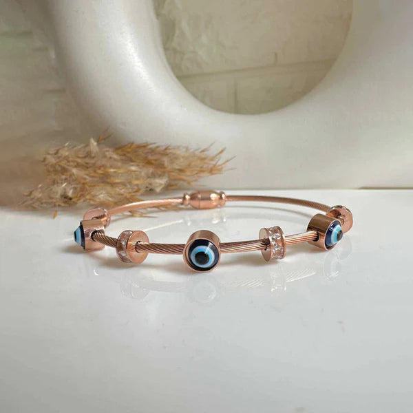 Evil Eye Bracelet in Rose Gold