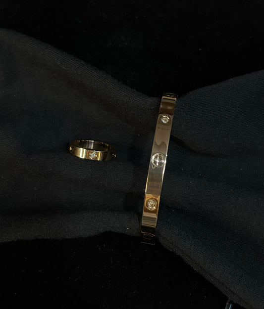 Combo of Rose Gold Love Bracelet and Ring